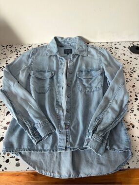 Light Blue Denim Shirt Jacket - Women